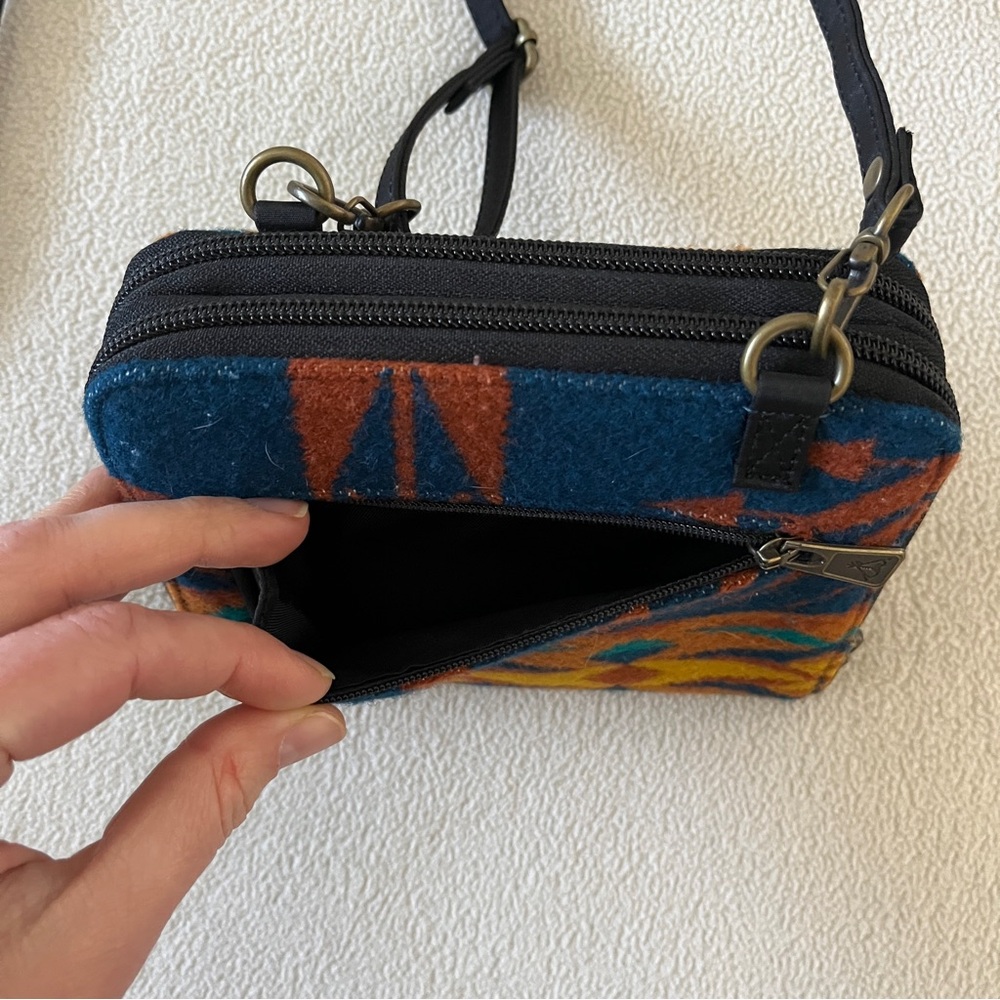 Pendleton Euc Wool Aztec Blue Orange Turquoise Cr… - image 3